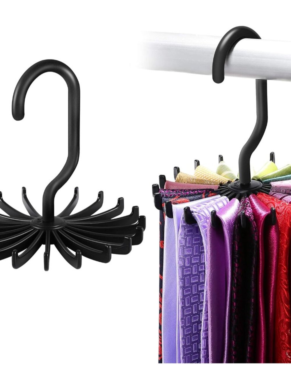 2 Pack Updated Twirl Tie Rack Belt Hanger Holder Hook for Closet Organizer Stora
